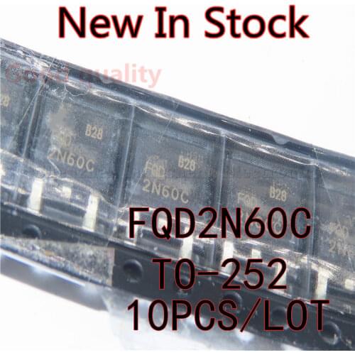 10PCS/LOT 2N60C FQD2N60C TO-252 MOS FET 2A/600V New In Stock