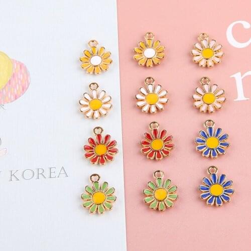 10pcs Korean Style Cute Flower Stud Earrings For Women Trendy Sweet Daisy Flower Pendant Female Fashion Diy Jewelry Accessories