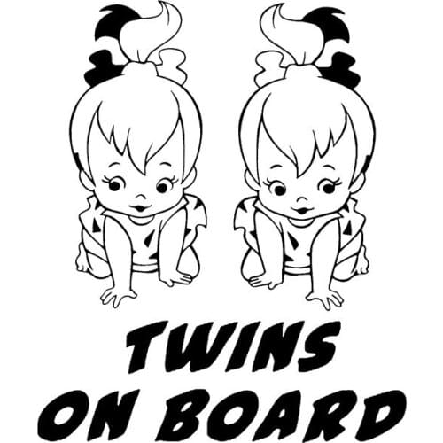 12.5CM*15CM BABY TWINS ON BOARD Car Decal Vinyl Sticker Suitcase sticker Laptop Helmet Skateboard Sticker