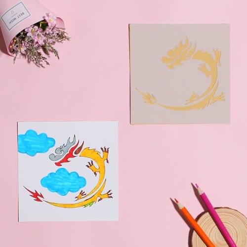 13*13 Dragon pvc Layering Stencils for DIY Scrapbooking/photo album Decorative Embossing DIY Paper Cards Crafts