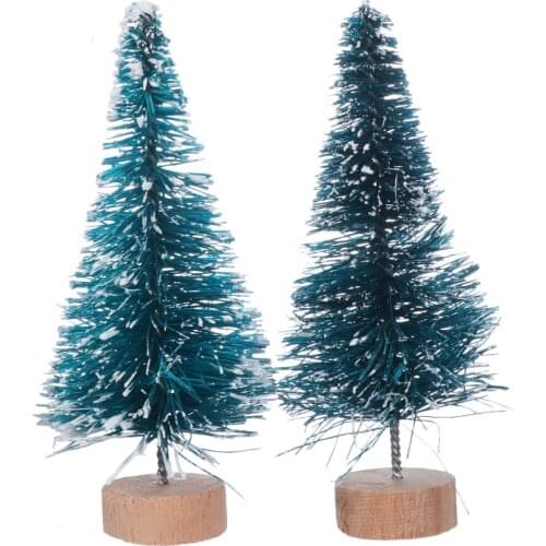 18 Pcs 6.5CM Christmas Decoration Small Sisal Silk Christmas Tree Party Home Decor DIY Christmas Ornament (Blue Green Style)