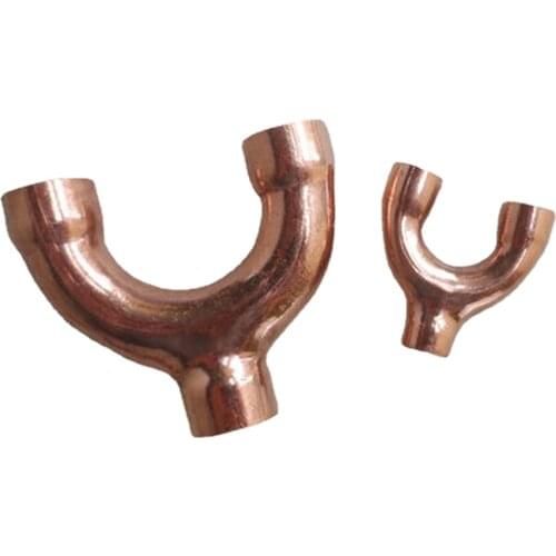 3/8" 1/2" 3/4" 5/8" 16 19 22 25 28.6 32 35 38 42mm ID Y Shaped 3 Way Splitter Copper End Feed Solder Fitting For Air Condition