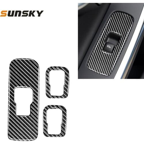 3 PCS Car Window Lifting Button Button Carbon Fiber Decorative Stickers for Volvo V60 2010-2017 /S60 2010-2018 Auto Sticker