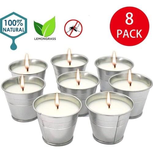 8PCS Wax Bucket Candles Citronella Scented Candles Portable Smokeless Tin Candles Soy Wax For Indoor Outdoor Table Decor
