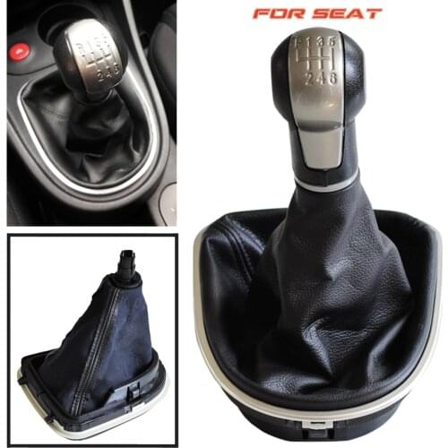 ABS Car Styling 5 6 Speed Gear Shift Stick Knob Lever HandBall For Seat Altea Leon II Toledo III With Leather Gaiter Boot Cover