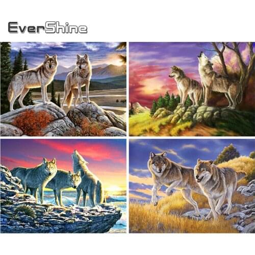 Evershine 5D DIY Diamond Embroidery Wolf Sale Diamond Painting Kit Animals Mosaic Cross Stitch Handicraft Wall Decor