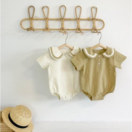 Angoubebe 212H68 Infant Kids Baby Girls Rompers Summer Short Sleeves Boys Baby Bodysuits