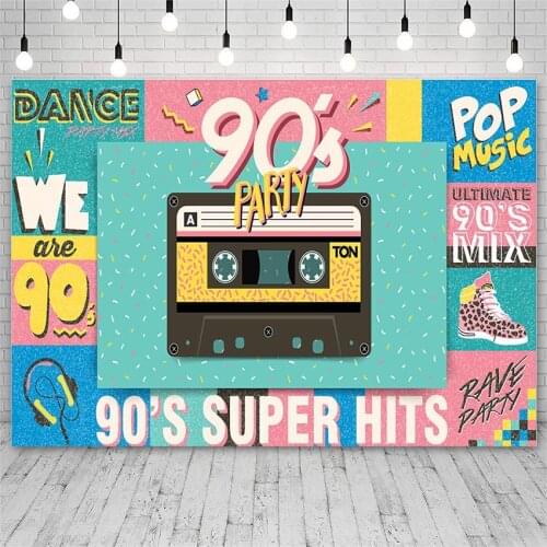 Avezano Backdrop 90′s Super Hits Party Radio Shoes Earphones Photography Background Photo Studio Photozone Photocall Decor Props