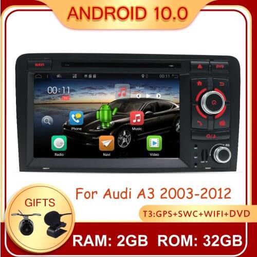 Bosion Android 10.0 Car Radio Multimedia Video Player Auto Stereo GPS For Audi A3 8P 2003-2013 2Din With DVD 7 Inch Touch Screen