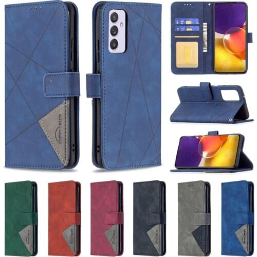 Rhombus Stripe PU Leather Case for Samsung Galaxy A82 A22 A02 A32 A72 A52 A02S A12 A42 A21S A51 A71 Magnetic Flip Wallet Cover