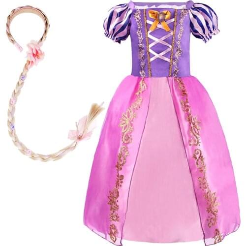 Children Girl Princess Dress Kids Tangled Disguise Carnival Girl Rapunzel Costume Birthday Party Gown Outfit Clothes 2-8 Years