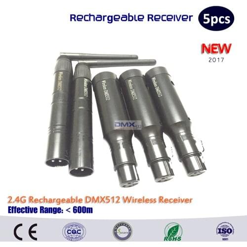 DHL Free shipping 2.4GHz DMX512 Wireless Rechargeable Receiver XLR for DJ Lightning Control in LED Par LED Moving Head Laser