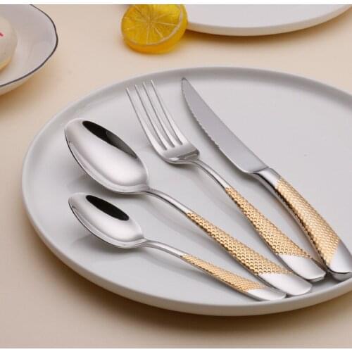 Home golden Tableware Stainless Steel Luxury Cutlery Set Kitchen Complete Spoon Knife Fork Dinnerware Set Eco Friendly Flatware