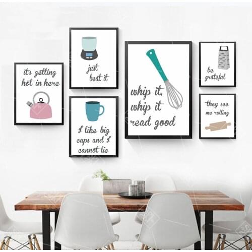 Kitchen Canvas Art Posters Humorous Joke Quotes Art Painting Tableware Posters Abstract Cartoon Wall Art Pictures for Restaurant