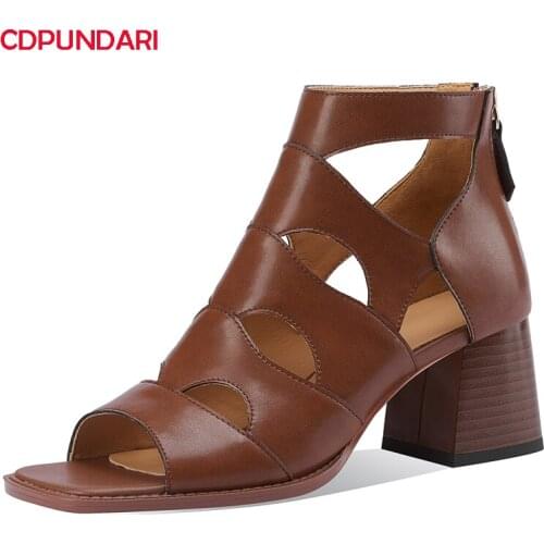 Patchwork Genuine Leather Peep Toe High Heels Sandals Women Summer Casual Party Shoes Sandales Femmes 2021 Sandalias Mujer