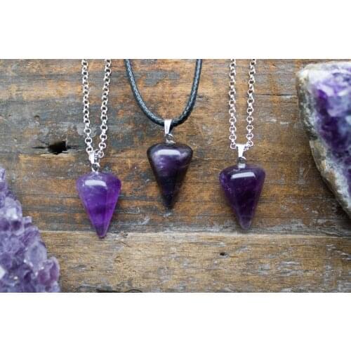 Small Size Reiki Healing Pendulums Natural Stones Pendant Faceted Crystal Cone Charms Pendant Necklace Polished Raw Jewelry