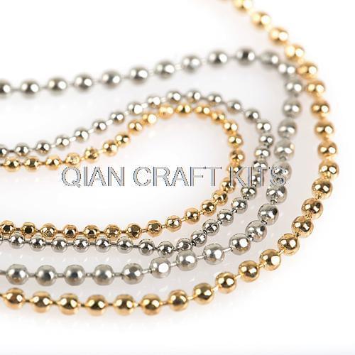 Set of 20 meters Ball Chain for Necklace mix size 1.2mm- 2.4mm silver ,gold ,Hematite,Oxidized Antiqued solid Brass or iron