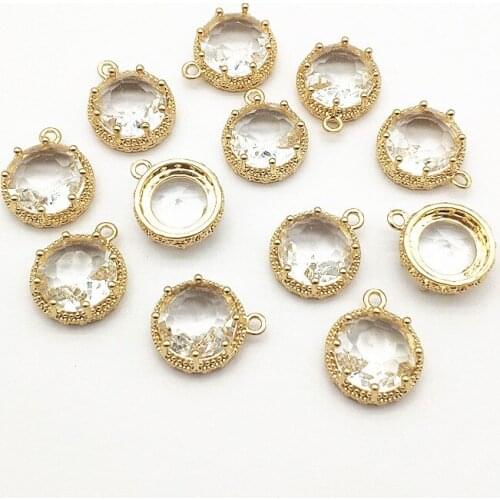 New Arrival! 18x15mm 50pcs Crystal Round shape Charm for Earrings make DIY Parts,Jewelry Accessories Findings & Components