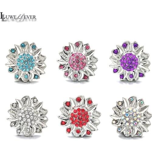 New Component 073 Flower Crystal 18mm Metal Snap Button For Bracelet Necklace Interchangeable Jewelry Accessorie Findings