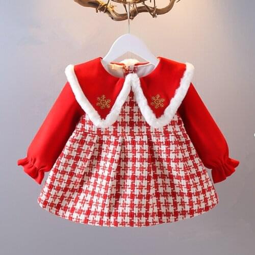 2021 Autumn Winter Baby Girls Dresses for Toddler Plaid Long Sleeve Princess Dress Infant Baby Girl Clothing Kids Costume