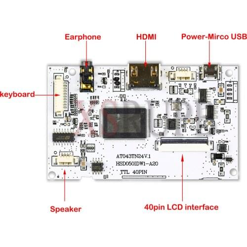 HDMI LVDS Control Board Speaker Earphone for 40pins LCD screen AT043TN24 V.1 480(RGB)×272 HSD050IDW1-A20 800(RGB)×480
