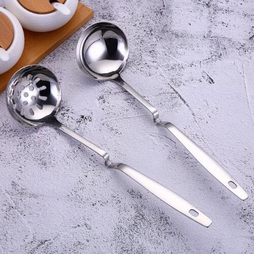 Hanging Soup Spoon Dinnerware Kitchen Utensil Cookware Long Handle Stainless Steel Bending Porridge Cooking Tool Filter Colander
