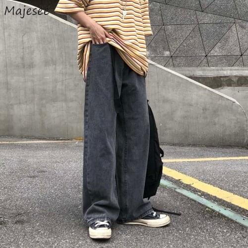 Straight Jeans Men Autumn Big Size S-5XL Denim Mopping Trousers Male Vintage Distressed Couples BF Simple Chic Koean High Street