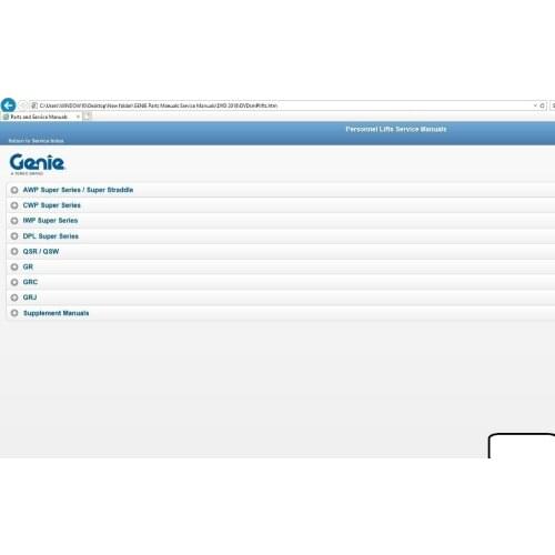 GENIE Parts Manuals Service Manuals DVD [04.2018]
