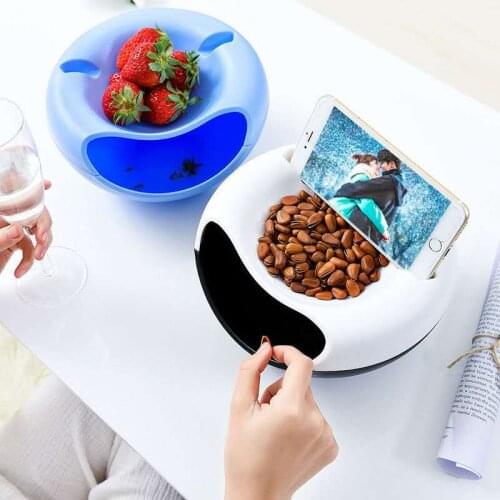 Detachable double-layer room creative shape lazy snack bowl fruit tray snack storage box mobile phone bracket artifact