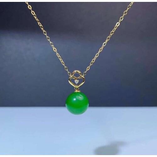SHILOVEM 18k yellow gold real Natural green Jasper pendants no necklace fine Jewelry women wedding new gift mymz1010991by