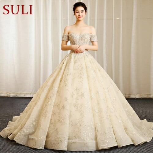 SL-806 ball gown wedding dress vintage elegant lace appliques real price bling bling beads bride wedding gowns