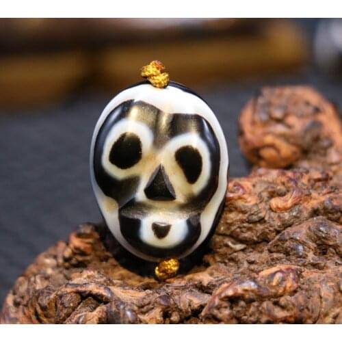 Treasure Magic LKbrother Power Energy Power Tibetan Onyx Sculptural Ghost Mask Heaven Eye Pendant Amulet Carving LLZB