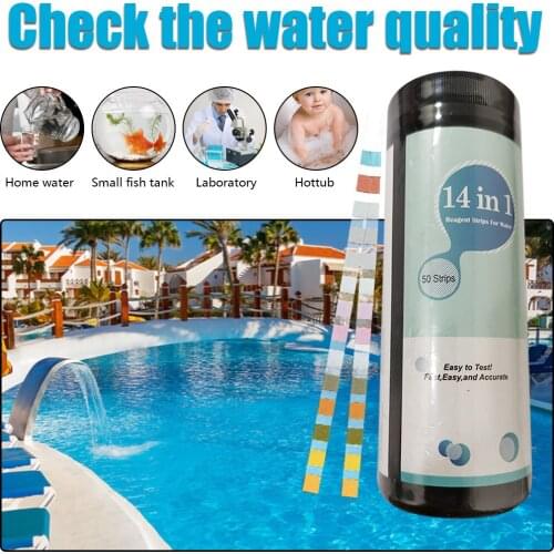 Swimming Pool Test Paper PH Value Pool Water Test Strips 14 in 1 Water Quality Chemistry Test Strips 50pcs/bottle