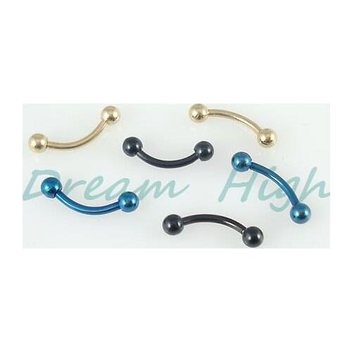 Wholesale Eyebrow Piercing Vacuum Plating Titanium Eyebrow Jewelry Body Ring 100pcs/lot Free Shipping Mixed color