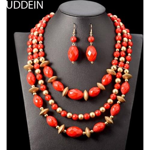 UDDEIN African beads jewelry sets three layer handmade statement choker necklace women bohemian Nigerian Wedding Indian Jewelry