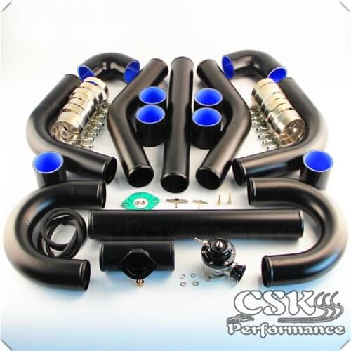 2.25" 57mm Universal Intercooler Pipe Piping Kit + BOV Turbo Blow Off Valve Kit Black