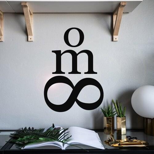 Lettering Om Vinyl Wall Decal Yoga Studio Infinity Symbol Wall Stickers For Living Room Islamic Home Decoration Removable W591
