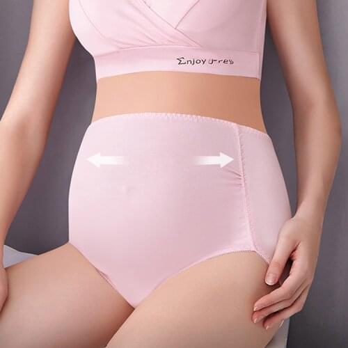 Womens Maternity Panties High Waist Underwear Pregnancy Solid Color Soft Hipster Elastic Plus Size Panties Over Bump