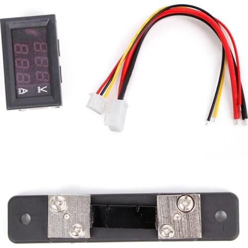 0-100V/50A Red Blue Display Digital Voltmeter Ammeter 2in1 DC Volt Amp Meter W/ Shunt
