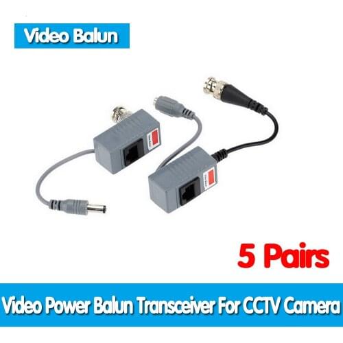 10pcs CCTV Camera Accessories Audio Video Balun Transceiver BNC UTP RJ45 Video Balun with Audio and Power over CAT5/5E/6 Cable