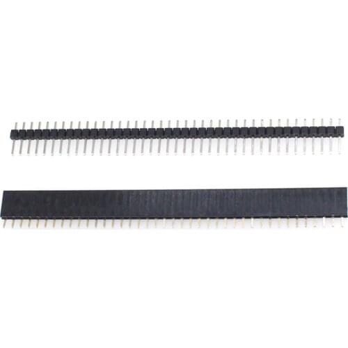 2.54mm 40 Pin 1x40 Single Row Male and Female 2.54 Breakable Pin Header PCB JST Connector Strip for Arduino Black