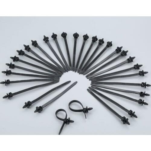 30Pcs Nylon Black Car Auto Cable Strap Clamp Binding Wrap Wtraps Self Locking National Standard Nylon Fasten Zip Wire Wrap Strap