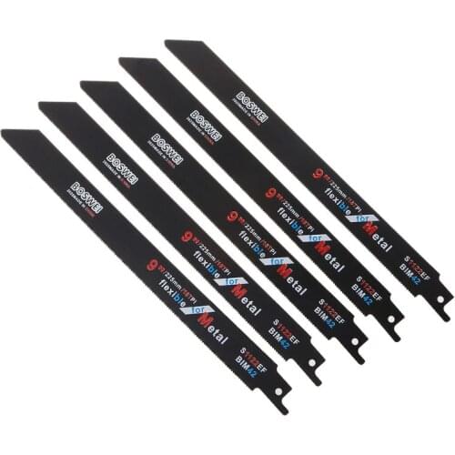 5Pcs 225mm/9in Blades Reciprocating Saw Sharp S1122EF BIM 18TPI For Cutting Metal Wood