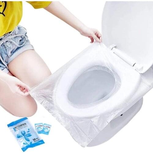 50Pcs/Pack Disposable Toilet Seat Cover Mat Portable Waterproof Safety Toilet Seat Pad For Travel Camping Commuting DropShipping