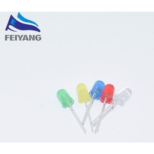 5000pcs/lot 5 Colors F5 5MM Round Yellow White Red Green Blue Each 1000pcs Diffused Round DIP Diode LED Lamp Light
