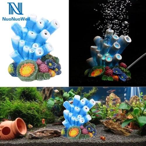 Aquarium Bubble Maker Decoration Blue Coral Starfish Air Bubble Oxygen Pump Accessory Fish Tank Ornament