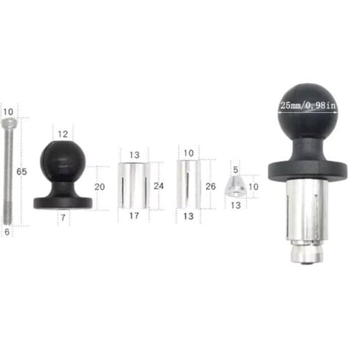 Aluminum Base Rubber Motorcycle Bike Mount Black Fork Stem Base with Ball Head for Ball Mount Adapter U1JA