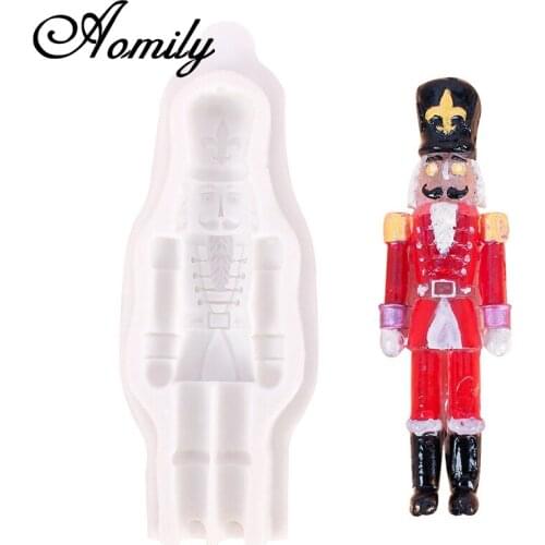 Aomily 3D Cartoon Nutcracker Fondant Silicone Mold Candle Sugar Craft Tool Chocolate Cake Mould Kitchen Baking Decorating Tool