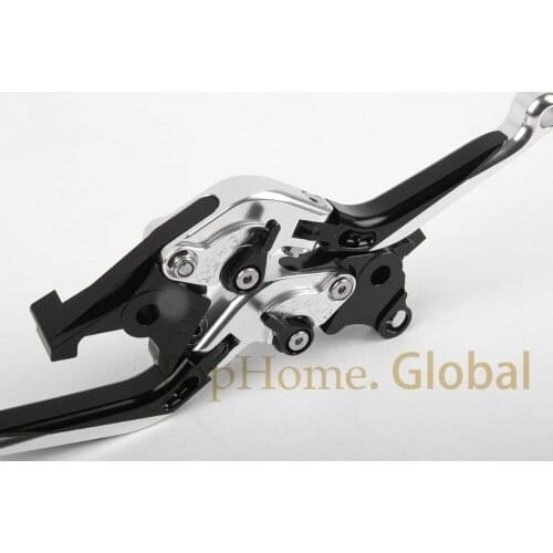 Free shipping CNC Foldable&Extendable Brake Clutch Levers For YAMAHA FZ6 FAZER 2004-2010 Silver/Black 2005 2006 2007 2008 2009