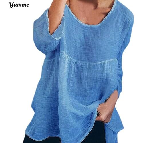 Plus Size Casual Cotton Linen Women Blouse Womens Solid Blouses Shirt 2021 Spring Autumn Blusas Lady Loose Tops And Blouses